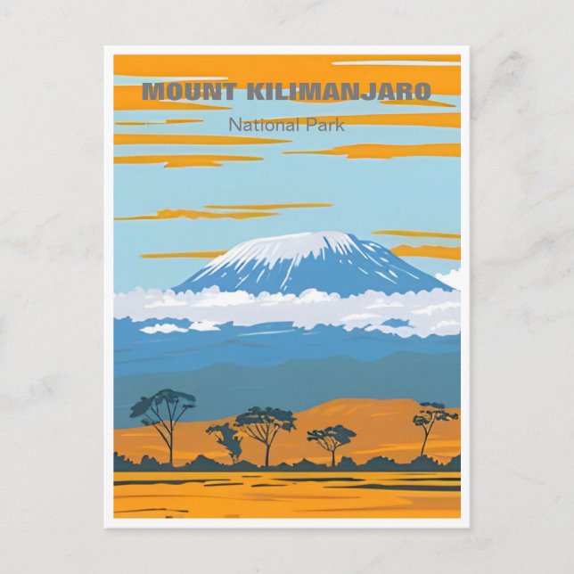 Vintage Reise Mount Kilimanjaro Tansania Afrika Postkarte (Vorderseite)