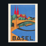 Vintage Reise nach Basel Schweiz Postkarte<br><div class="desc">Jeder würde Liebe haben,  diese Vintage Schweizer Reise-Postkarte mit einer Retro-Abbildung der Stadt Basel,  Schweiz,  zu erhalten!</div>