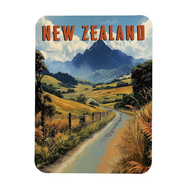 Vintage Reise nach Neuseeland Magnet (Vertikal)