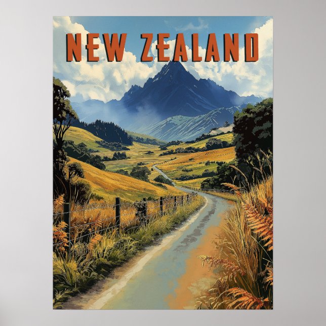 Vintage Reise nach Neuseeland Poster (Vorne)