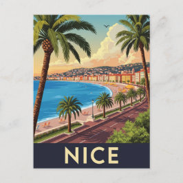 Vintage Reise nach Nizza Postkarte