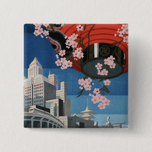 Vintage Reise nach Tokio Button