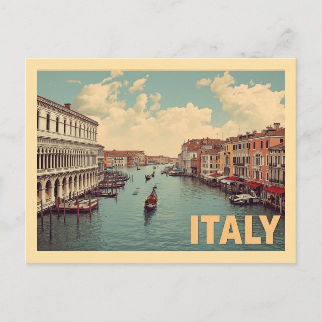 Vintage Reise nach Venedig Postkarte (Vorderseite)