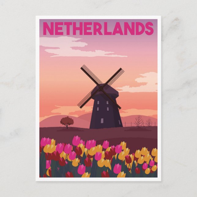 Vintage Reise Niederlande Holland Retro Postkarte (Vorderseite)