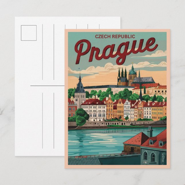 Vintage Reise prague Stadt tschechische Republik G Postkarte (Vorne/Hinten)