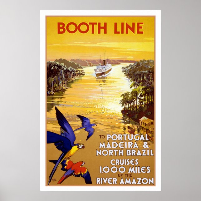 Vintage Reise, Quantas-Amazon Kreuzfahrt Poster (Vorne)