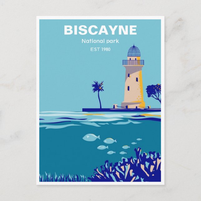 Vintage Reise Retro Biscayne Nationalpark Postkarte (Vorderseite)