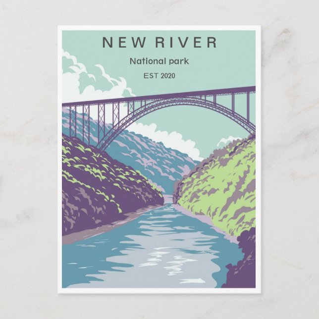 Vintage Reise Retro New River Nationalpark Postkarte (Vorderseite)