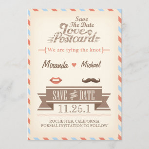 Vintage Reise-Save the Date Postkarte