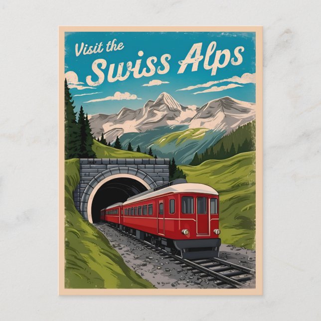 Vintage Reise Schweiz Alpen Schweiz Landschaftlich Postkarte (Vorderseite)