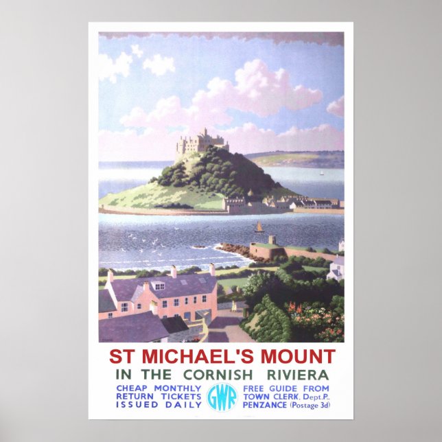 Vintage Reise, St. Michael's Mount. Poster (Vorne)