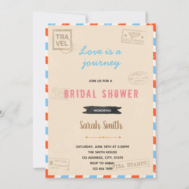 Vintage Reise Thema Einladung (Vorderseite)