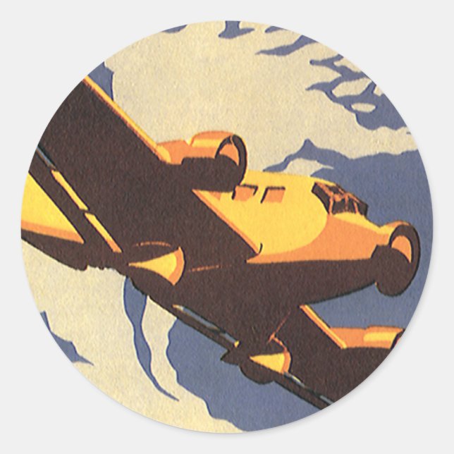 Vintage Reise- und Transportflugzeug Flying Runder Aufkleber (Vorderseite)