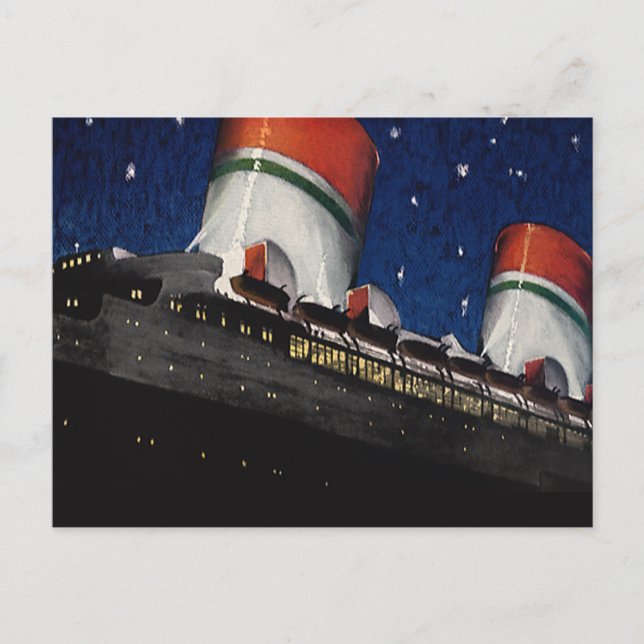 Vintage Reise, Urlaub auf einem Kreuzfahrtschiff b Postkarte (Vorderseite)