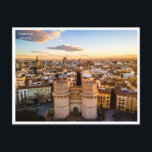 Vintage Reise Valencia Spanien Retro Postkarte<br><div class="desc">Vintag,  Retro,  Reisen,  modern,  Aquarell,  klassisch,  Stadt,  Valencia,  Spanien, </div>