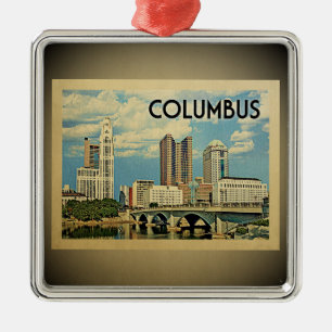 Vintage Reise-Verzierung Columbus Ohio Silbernes Ornament