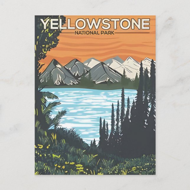 Vintage Reise Yellowstone Nationalpark Wyoming Postkarte (Vorderseite)