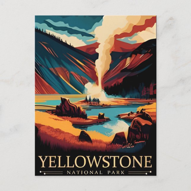 Vintage Reise Yellowstone Nationalpark Wyoming Postkarte (Vorderseite)
