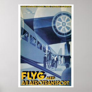 Vintage-Reiseanzeige der schwedischen Fluggesellsc Poster