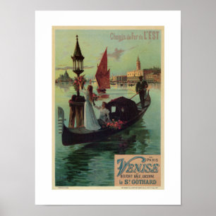 Vintage Reiseanzeige Paris Venedig Italien Poster