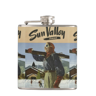 Vintage Reiseflasche Sun Valley USA Flachmann