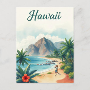 Vintage-Reiseillustration Hawaii Postkarte