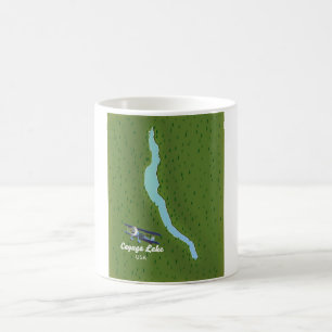 Vintage Reisekarte für den Cayuga Lake Kaffeetasse