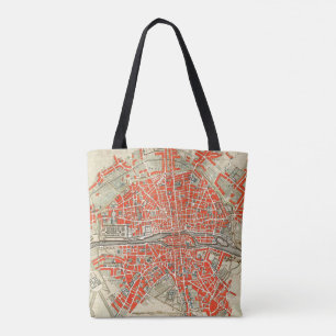 Vintage-Reisekarte von Paris. Alte retro Stadt Fra Tasche