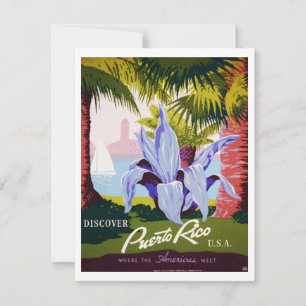 Vintage-Reisekunstposter, Entdecken Sie Puerto Ric