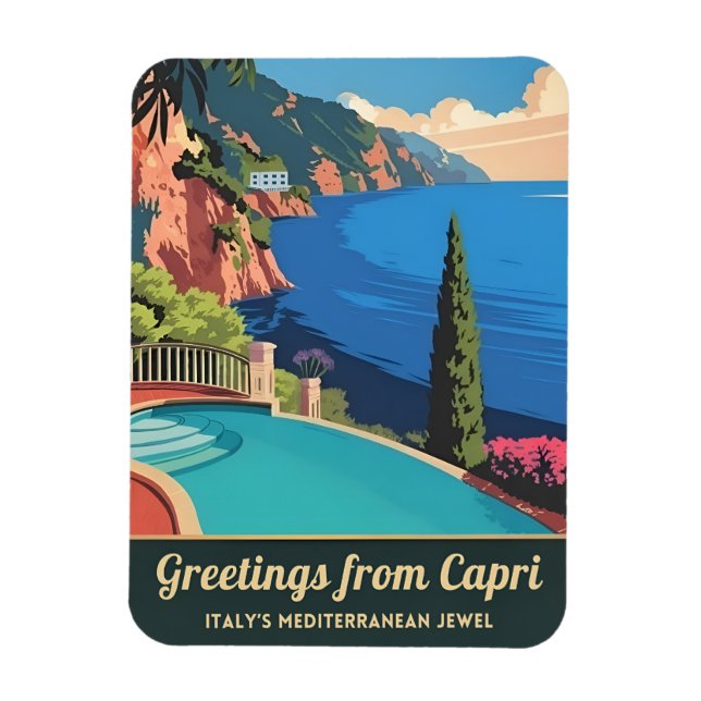 Vintage Reisen Capri Italien Seaside Retro Landsch Magnet (Vertikal)