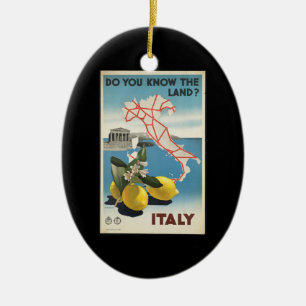Vintage Reisen Italien Karte mit Zitronen Keramik Ornament