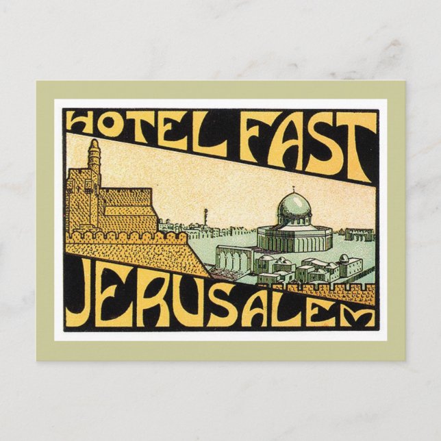 Vintage Reisen Jerusalem Hotel Postkarte (Vorderseite)