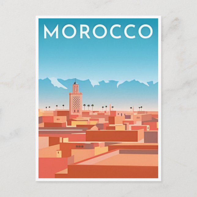 Vintage Reisen Marokko Paradies für Ausflüge Postkarte (Vorderseite)