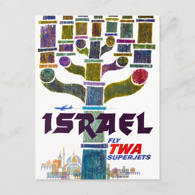 Vintage Reisen nach Israel Postkarte (Vorderseite)