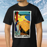 Vintage Reisen, Tennis, Sport, Monte Carlo Monaco T-Shirt<br><div class="desc">Vintage Abbildung des europäischen Reiseplakats oder Gepäcklabels von Monte Carlo in Monaco mit einem Paar Tennisschläger und einem Tennisturnier in der Nähe des Strandes und des wunderschönen blauen Mittelmeers. Liebe und Romantik auf den Tennisplätzen. Monte Carlo ist berühmt für sein Casino Le Grand Casino.</div>
