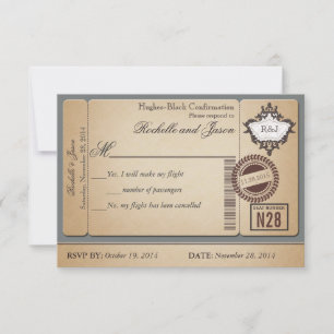 Vintage Reisepass Ticket RSVP Karte