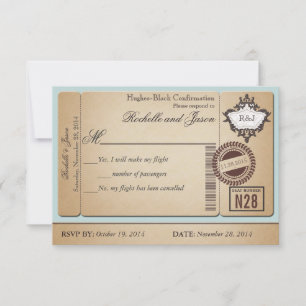 Vintage Reisepass Ticket RSVP Karte