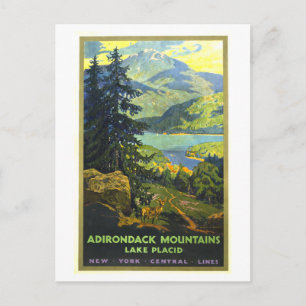 Vintage-Reiseplakat Adirondacks und Lake Placid Postkarte