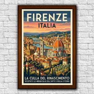 Vintage-Reiseplakat aus Florenz, Italien, 1960er J Poster