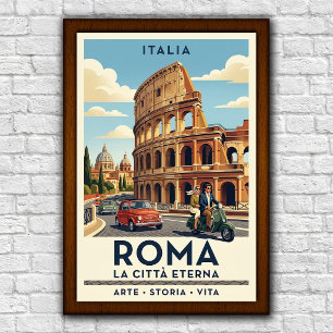 Vintage-Reiseplakat aus Rom, Italien, 1960er Jahre Poster
