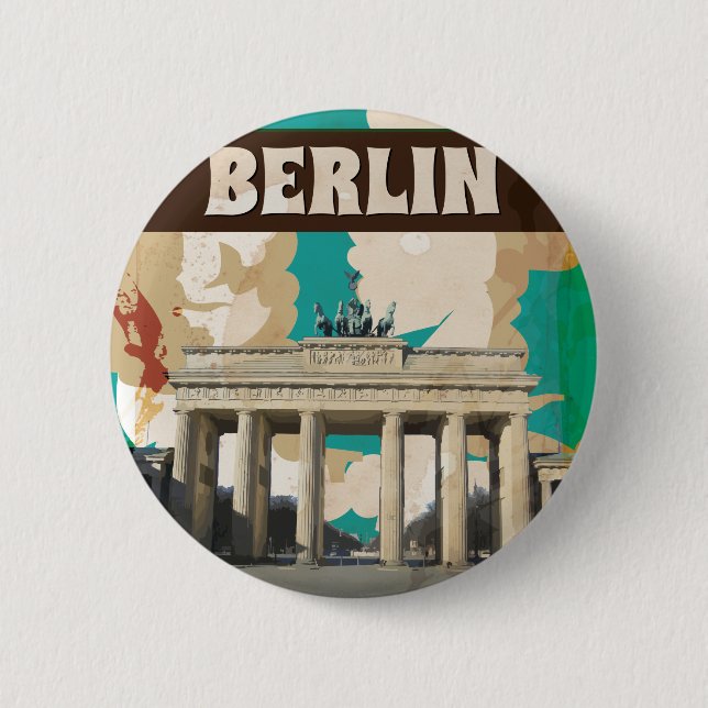 Vintage-Reiseplakat Berlin Button (Vorderseite)