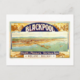 Vintage-Reiseplakat Blackpool England Postkarte