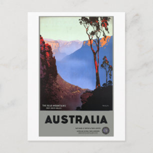 Vintage-Reiseplakat Blue Mountains Australien Postkarte