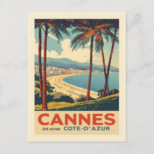 Vintage-Reiseplakat Cannes Frankreich Strand Postkarte