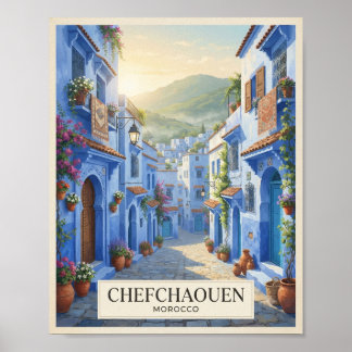 Vintage-Reiseplakat Chefchaouen Marokko Poster