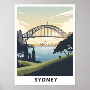 Vintage-Reiseplakat des Sydney-Hafens Poster