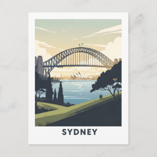 Vintage-Reiseplakat des Sydney-Hafens Postkarte