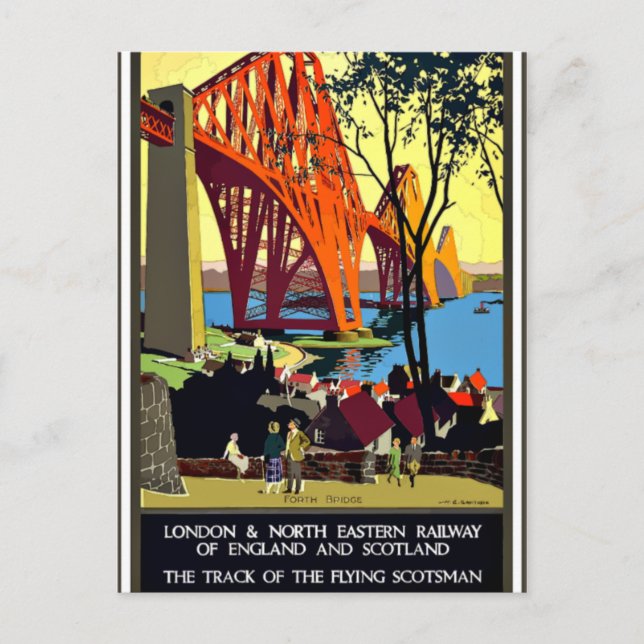 Vintage Reiseplakat - England und Schottland Postkarte (Vorderseite)