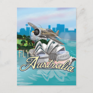 Vintage-Reiseplakat Fliegen Sie nach Australien Postkarte