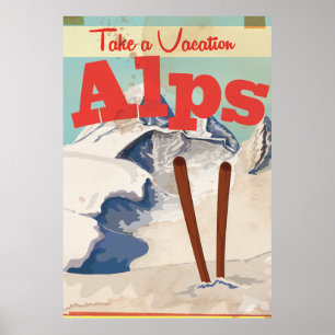Vintage-Reiseplakat Französische Alpen Poster